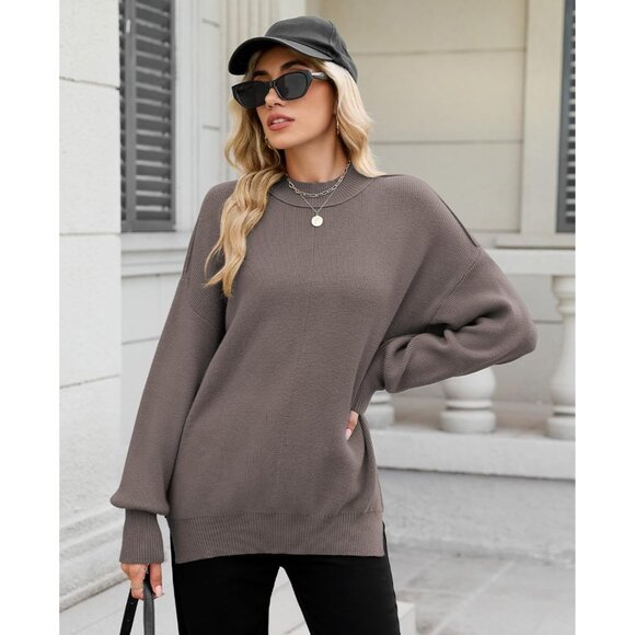 Women’s Oversized Checkered Sweater Cozy Fall Winter Pullover Top - Picture 3 of 5